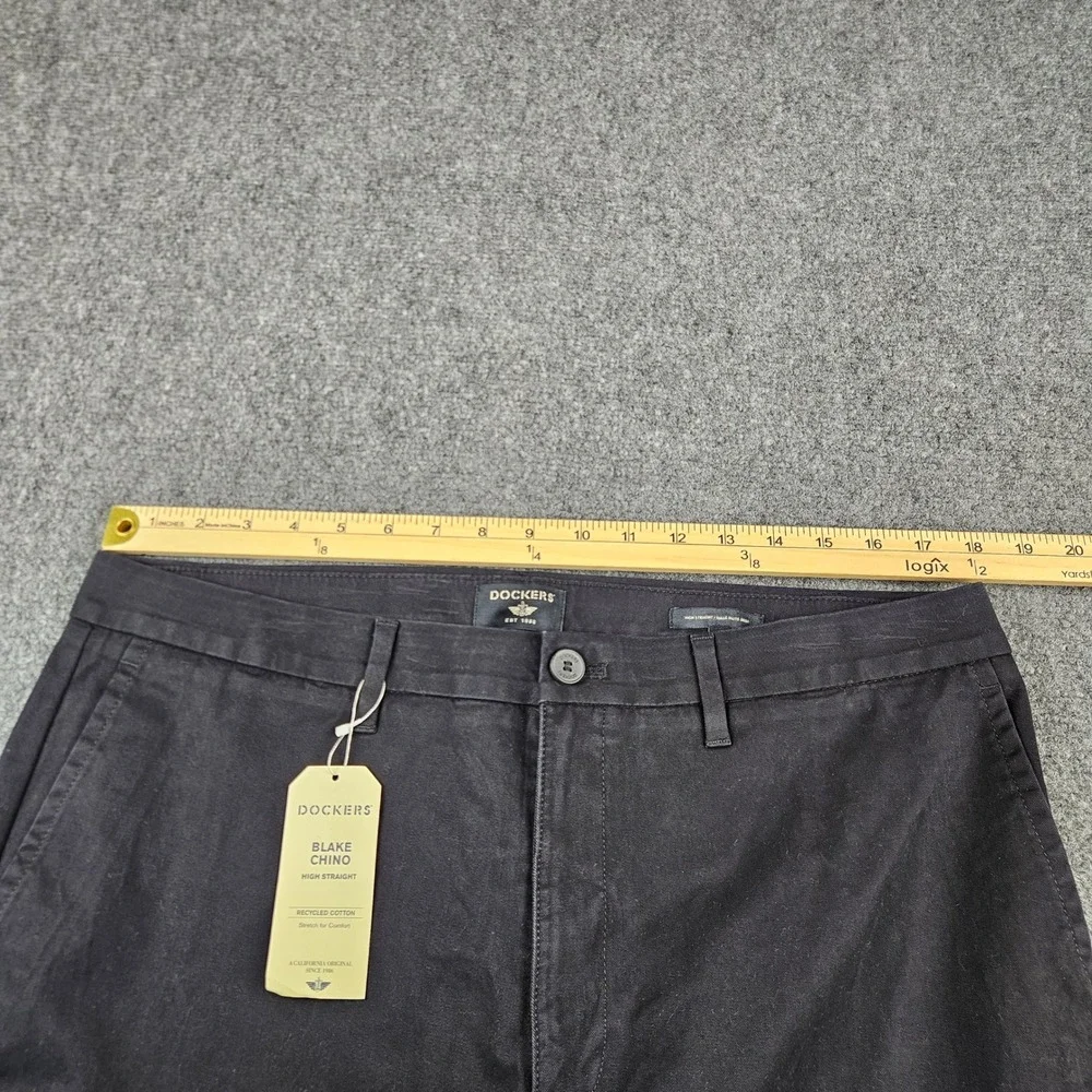 NWT‎ Dockers Blake Chino Black High Straight Pants Mens 34 Stretch Cotton